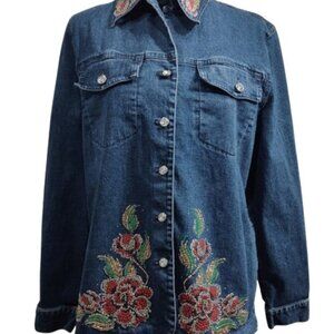 Vintage Maggie Sweet Rhinestone Denim Jacket/Shirt Women's Medium